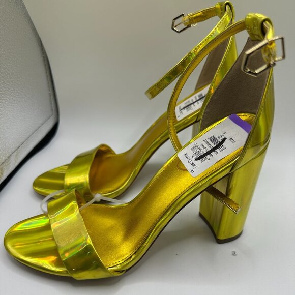 Sam Edelman Shoes - Sam Edelman Yaro Block Heel Sandals – Yellow Holographic Statement Shoes
